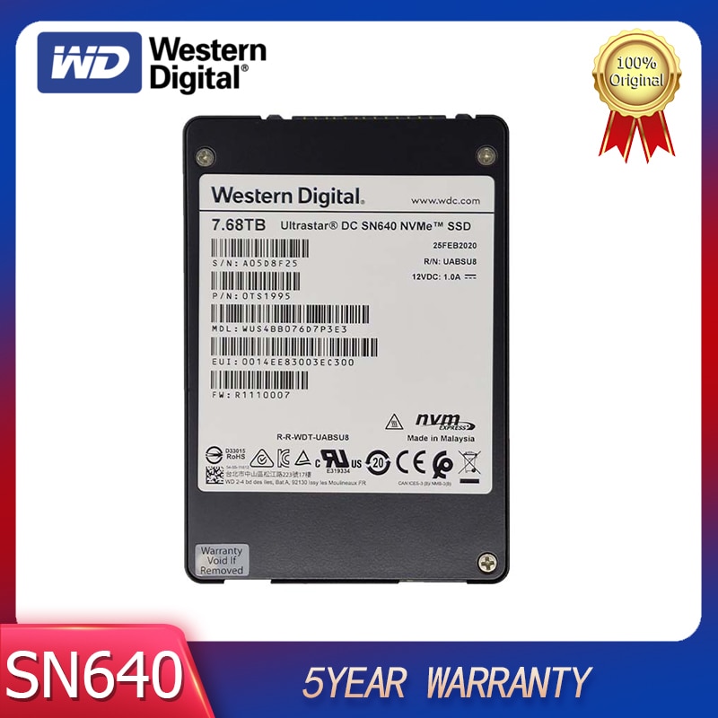 Western Digital-SN640 7.68T SSD WD WUS4BB076D7P3E3 U.2 , ָ Ʈ ̺, ƮŸ DC NVMe   ϵ ũ